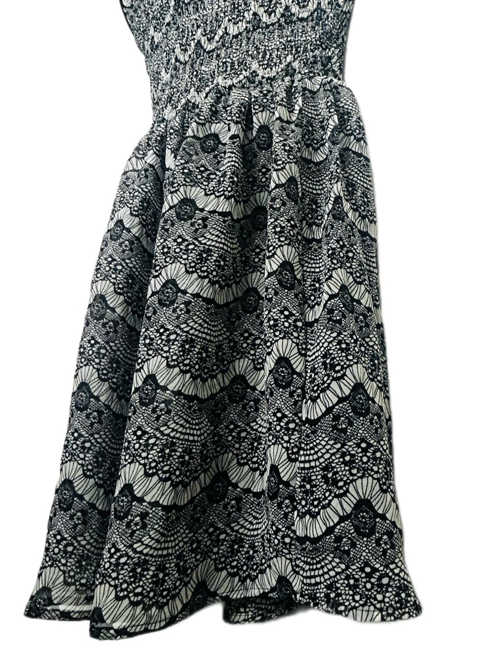 Black and White Strapless Smocked Sundress - Picture 13 of 16